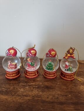 USC Trojans Red & Gold Lot Of 4  Snow Globe Christmas Ornament